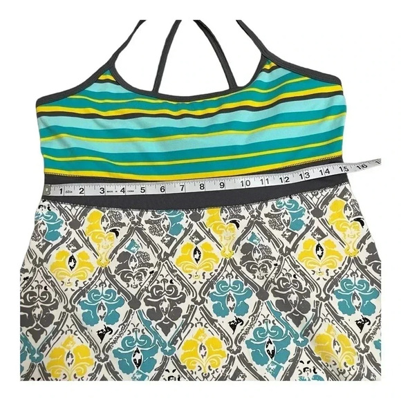Soybu Yoga Exercise Athletic Dress Yellow Teal Strappy Back Womens size Medium - Picture 12 of 13